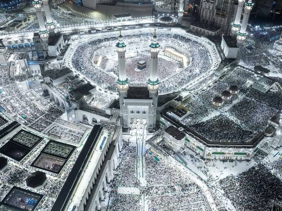 Grand Mosque of Makkah aerial view from a skyscraper