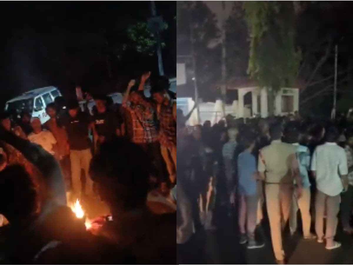 Kancha Gachabowli land auction: HCU students burn effigy of Telangana CM