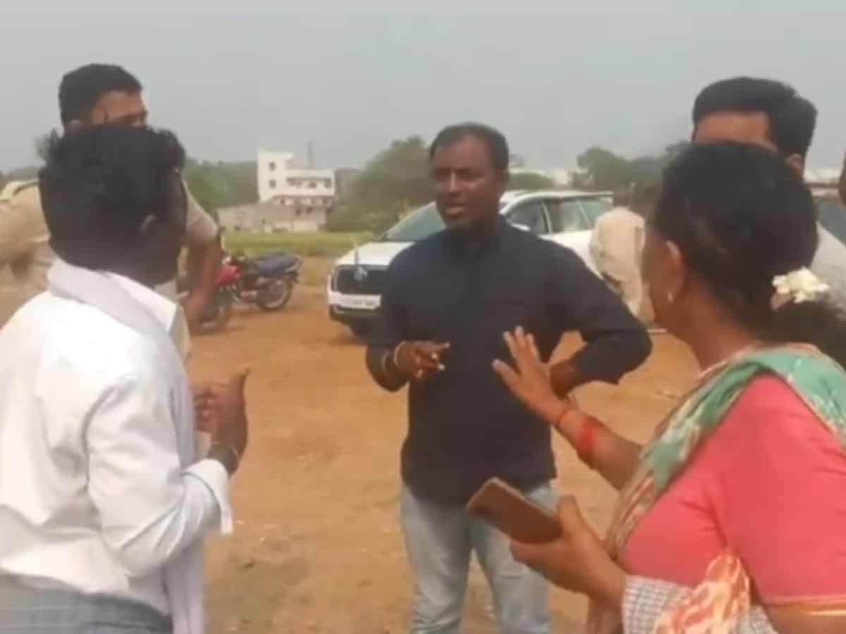 Video circulated alleging revenue officials forced farmers to remove their paddy dried in their fields to facilitate using the land as helipad for irrigation minister N Uttam Kumar Reddy's arrival.