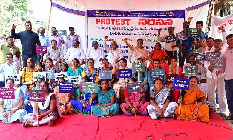 NIRDPR staff protests non-allocation of budget