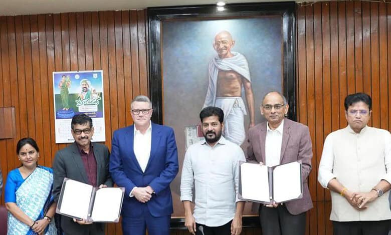 Photo of A Revanth Reddy, D Sridhar Babu and officials with CISCO team