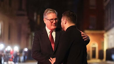 Video: Zelenskyy embraced by British PM day after White House blowout