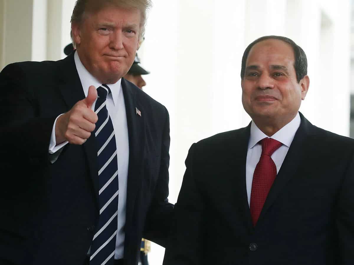 US prez Donald Trump with Egypt Prez Abdel Fattah El-Sisi