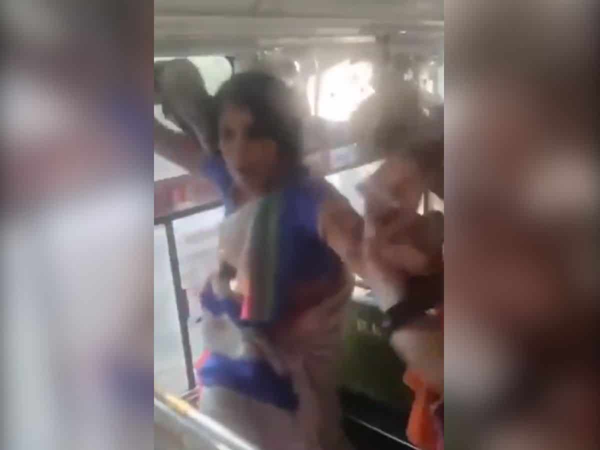 Watch: Three women fight over seat in RTC bus in Bollaram, case registered