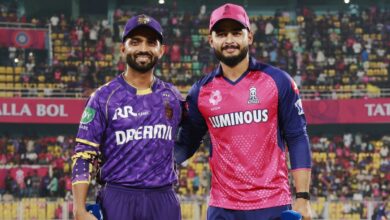 Kolkata Knight Riders Captain Ajinkya Rahane (left) and Rajasthan Riders captain Riyan Parag