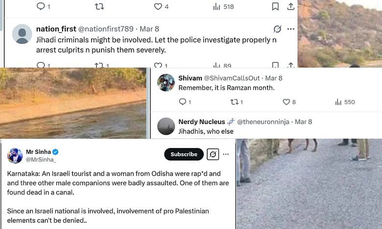 Hindutva users falsely blame Muslims for Israeli tourists' rape