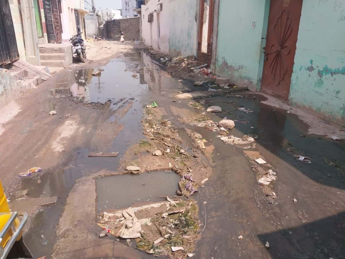 Blocked drain water in Falaknuma causes hardships for locals