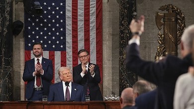 Donald Trump addresses a joint session of Congress