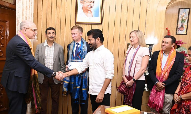 Telangana CM with representatives from McDonald's