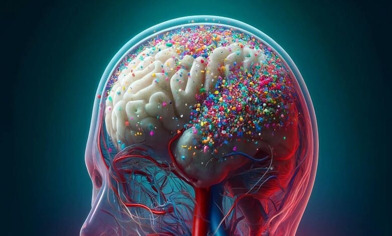 A brain of a person affected with Parkinson's disease