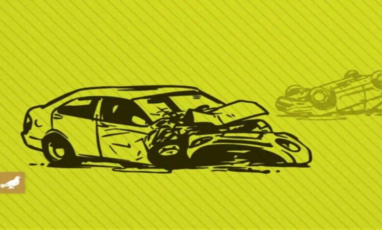 A representational image depicting a car accident