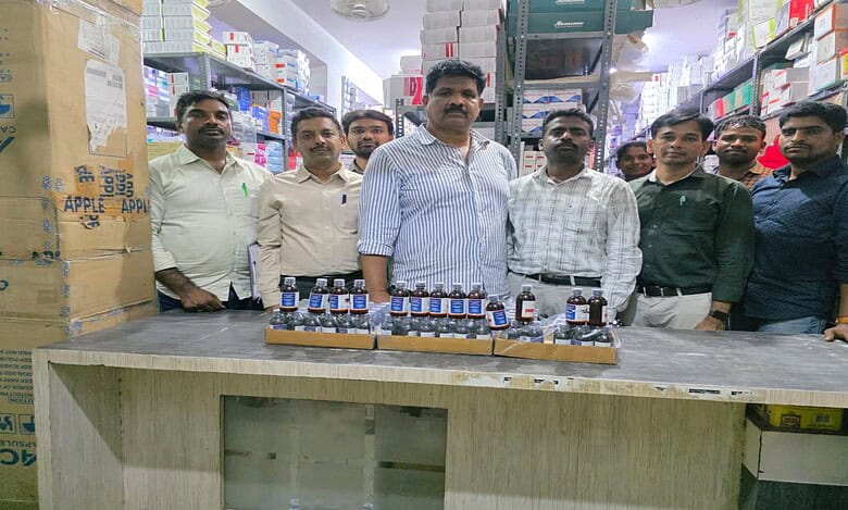 DCA and Excise department officials raid medical stores in Hyderabad