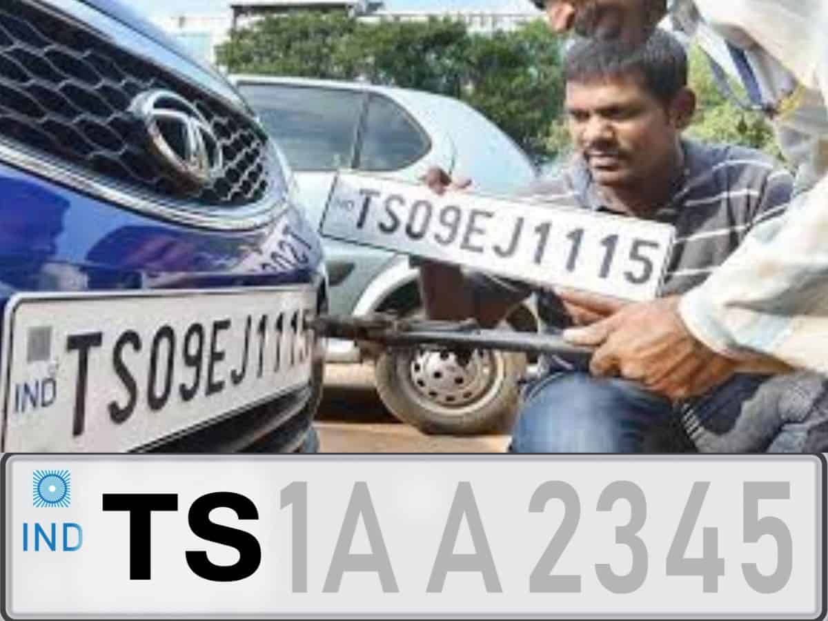 High security registration plates for vehicles made mandatory in Telangana.