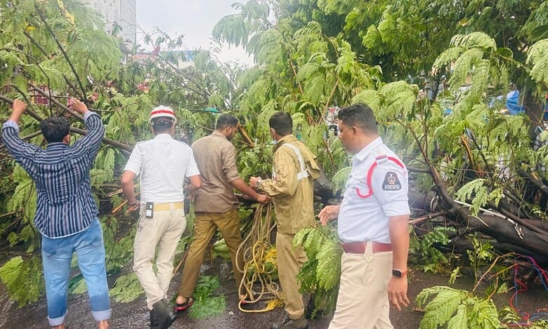 Hyderabad rains: Trees uprooted, low-lying areas flooded; govt on high alert