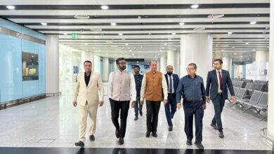 Indian government delegation, led by Dr Chandra Shekhar Kumar, Secretary of the Ministry of Minority Affairs, walks through a modern terminal in Saudi Arabia during an official visit to review Haj 2025 arrangements for Indian pilgrims.