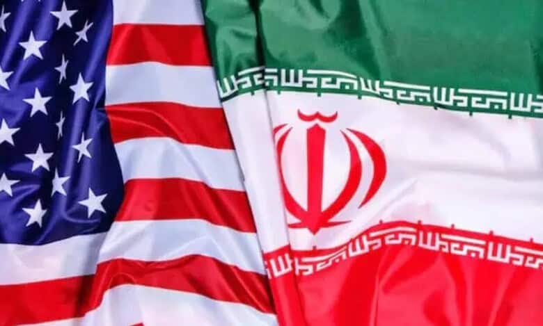 The image of Iran and United States flags