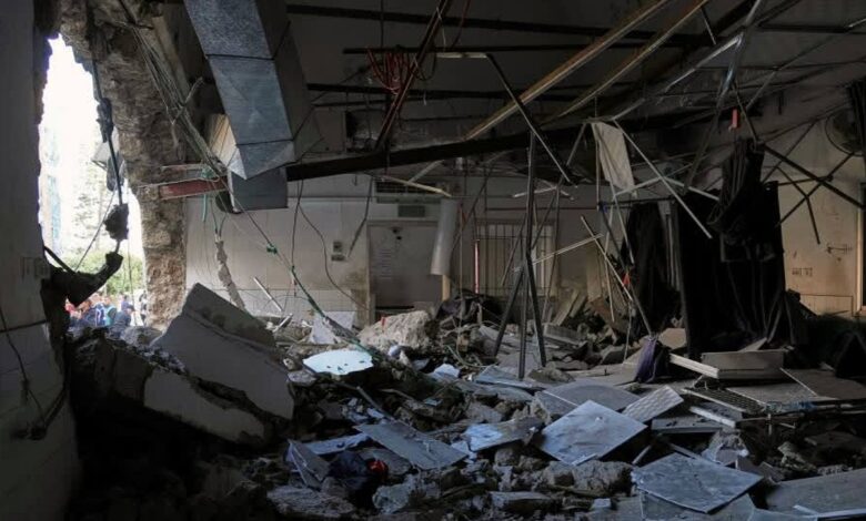 The outpatient and laboratory wards of the Al-Ahli Arab Baptist hospital are seen after being hit by an Israeli army strike.