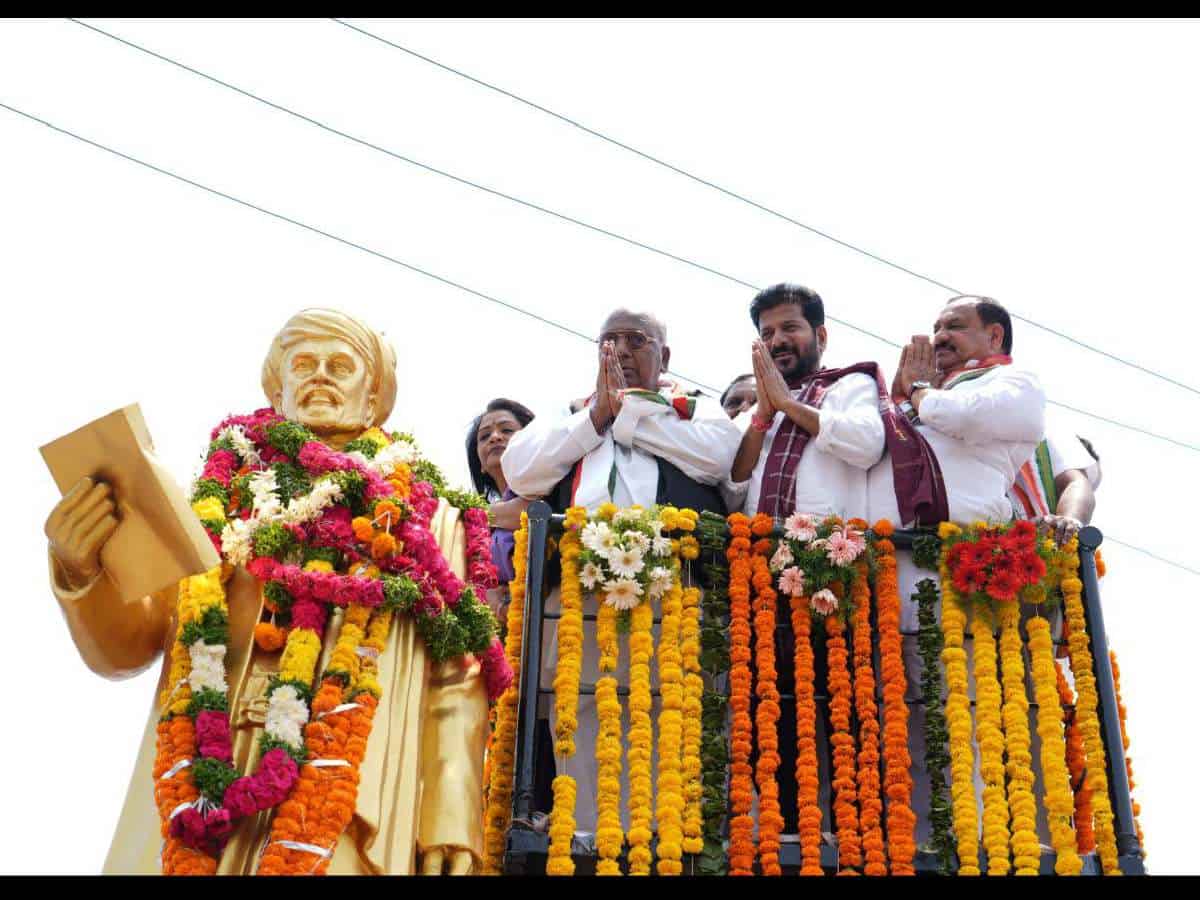Telangana CM Revanth Reddy and others at Amberpet