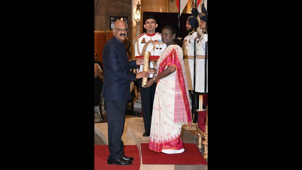 AIG Hospitals chairman Dr D Nageshwar Reddy receives the Padma Vibhushan award