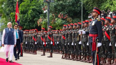 PM Narendra Modi during the former's ceremonial welcome