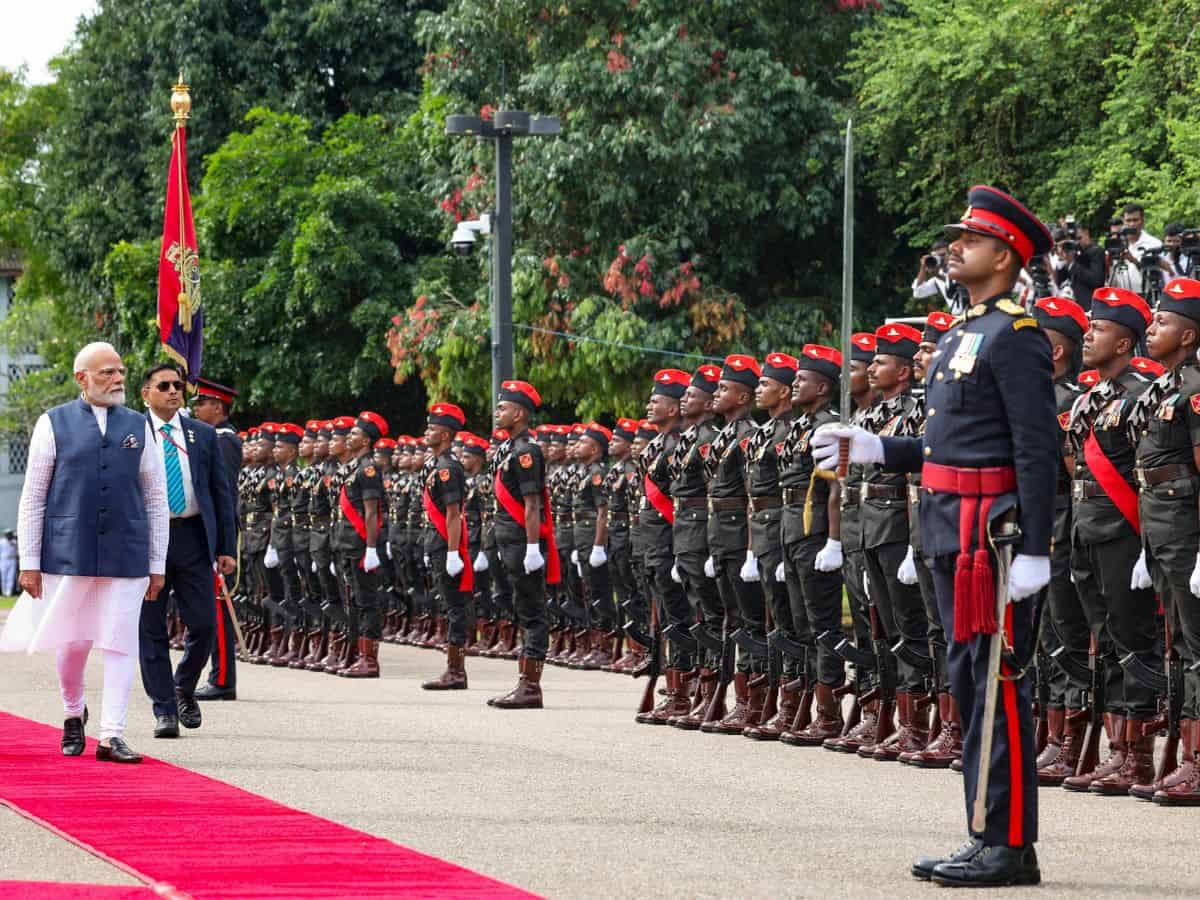 PM Narendra Modi during the former's ceremonial welcome