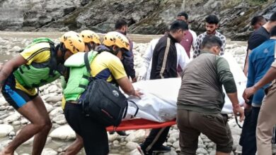 Police team conduct rescue work after an SUV carrying 6 people