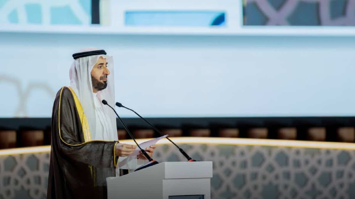 Saudi Minister of Hajj and Umrah Dr Tawfiq Al-Rabiah speaking at the 2025 Umrah and Ziyarah Forum in Madinah.