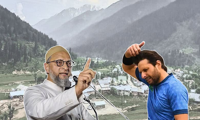 Shahid Afridi Asaduddin Owaisi in the background of Pahalgam valley