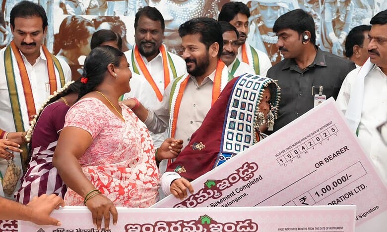 Telangana CM distributes Rs 1 lakh cheques under Indiramma housing scheme