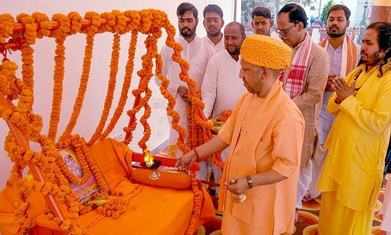 Uttar Pradesh CM Yogi Adiyanath celebrating Ram Navami at Gorakhnath Temple