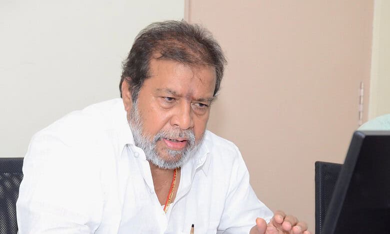 The image displays Telangana health minister Damodar Raja Narasimha, April 12, 2025