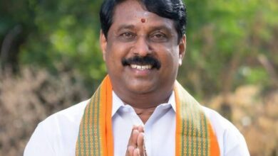 The image displays BJP leader Nainar Nagenthran. April 12, 2025