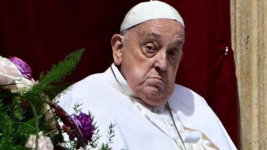 The image displays a picture of Pope Francis