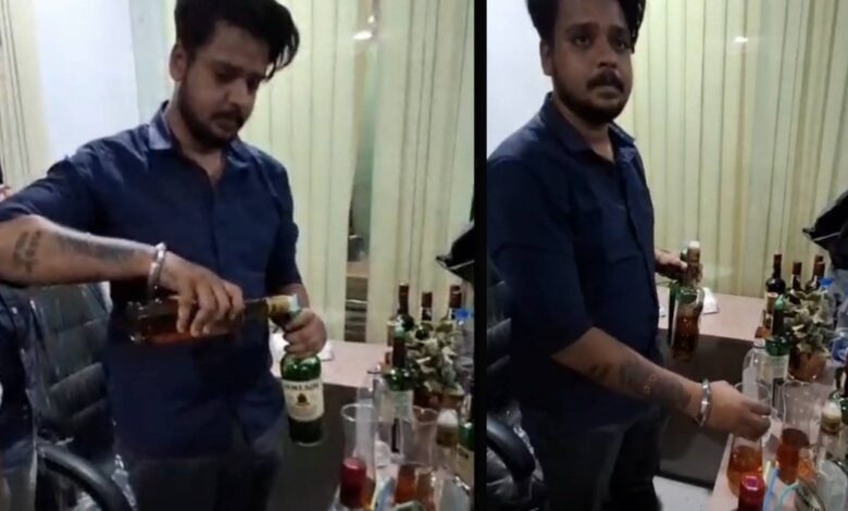 Man mixes cheap liquor with expensive liquor in Hyderabad