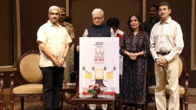 Architectural Design Foundation member Srinivas Murthy with Governor Jishnu Dev Verma and architect Abha Narain at the centenary celebrations of 100 years of Art Deco at the Raj Bhavan.