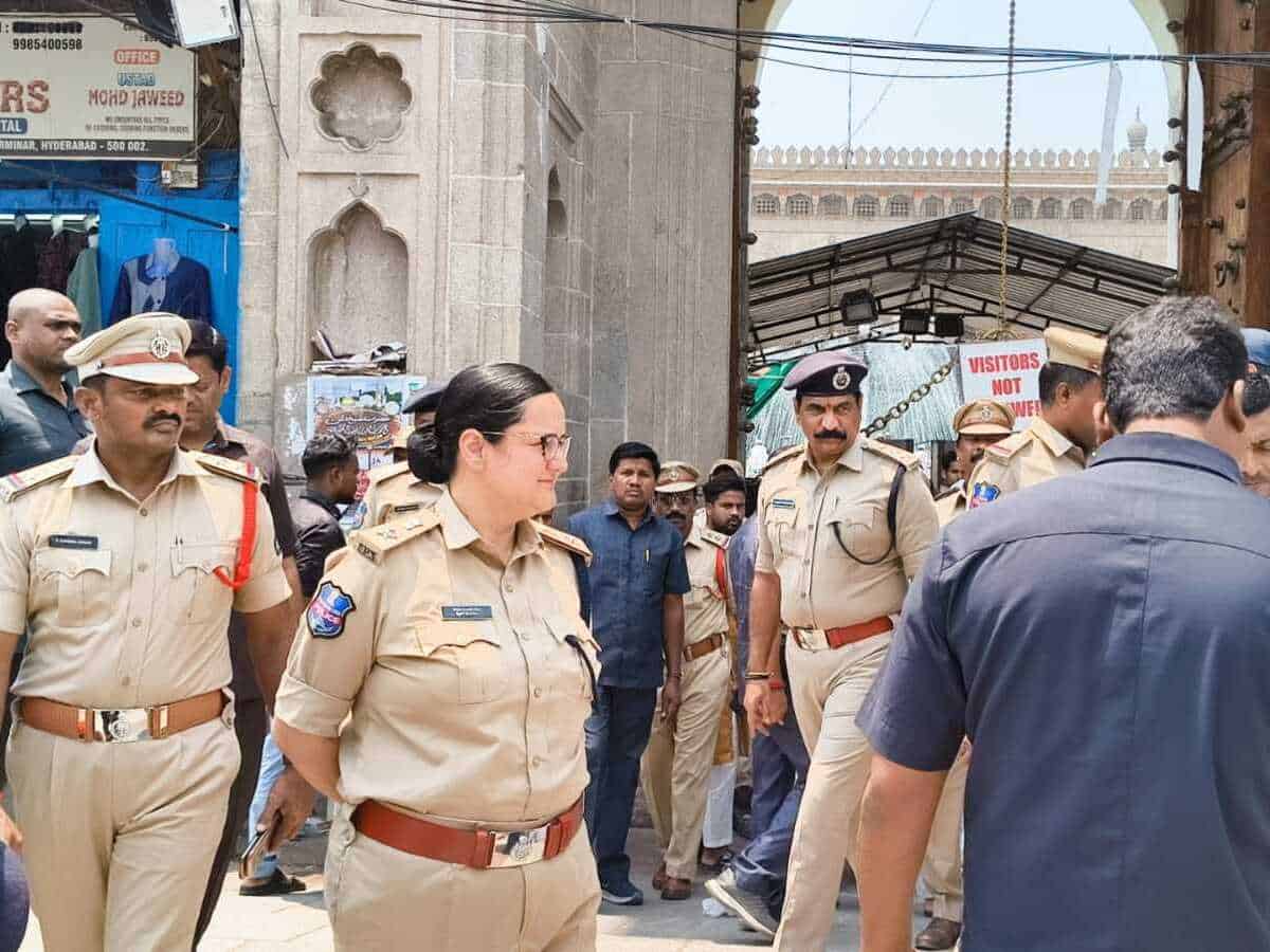 Ahead of protest against Waqf Act, police tightened security at Makkah Masjid in Hyderabad