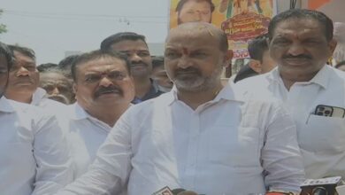 Union minister Bandi Sanjay Kumar addresses the media in Karimnagar on Sunday May 4,2025