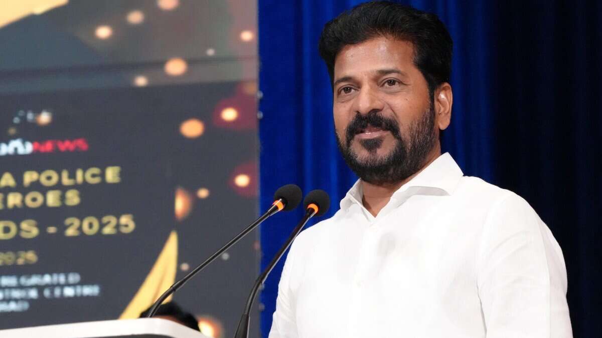 The image shows Telangana CM Revanth Reddy appealing to the employees' unions not to agitate with their demands, at an event on Monday, May 5.