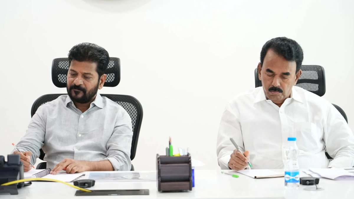 Telangana CM Revanth Reddy reviews arrangements for the Miss World 2025 pageant at the ICCC on Monday, May 5.
