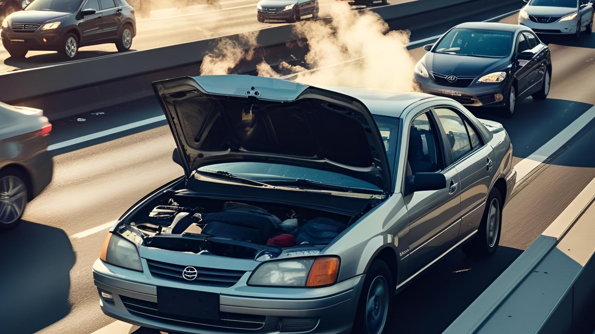 Canva generated AI representational image of car broken down at flyover in Hyderabad