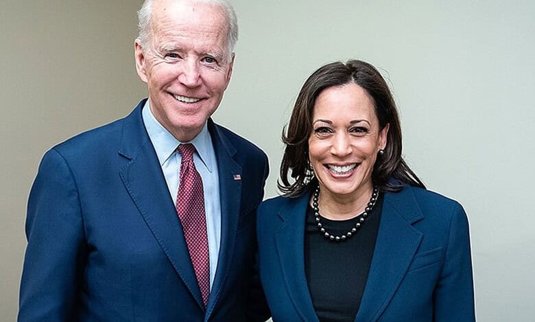Former President Joe Biden and Kamala Harris