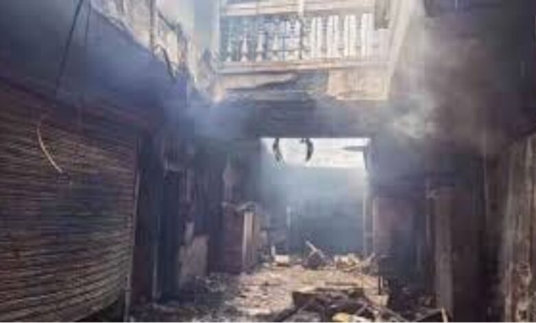 Image of burned down building in Gulzar House for story of survey of old buildings in Hyderabad