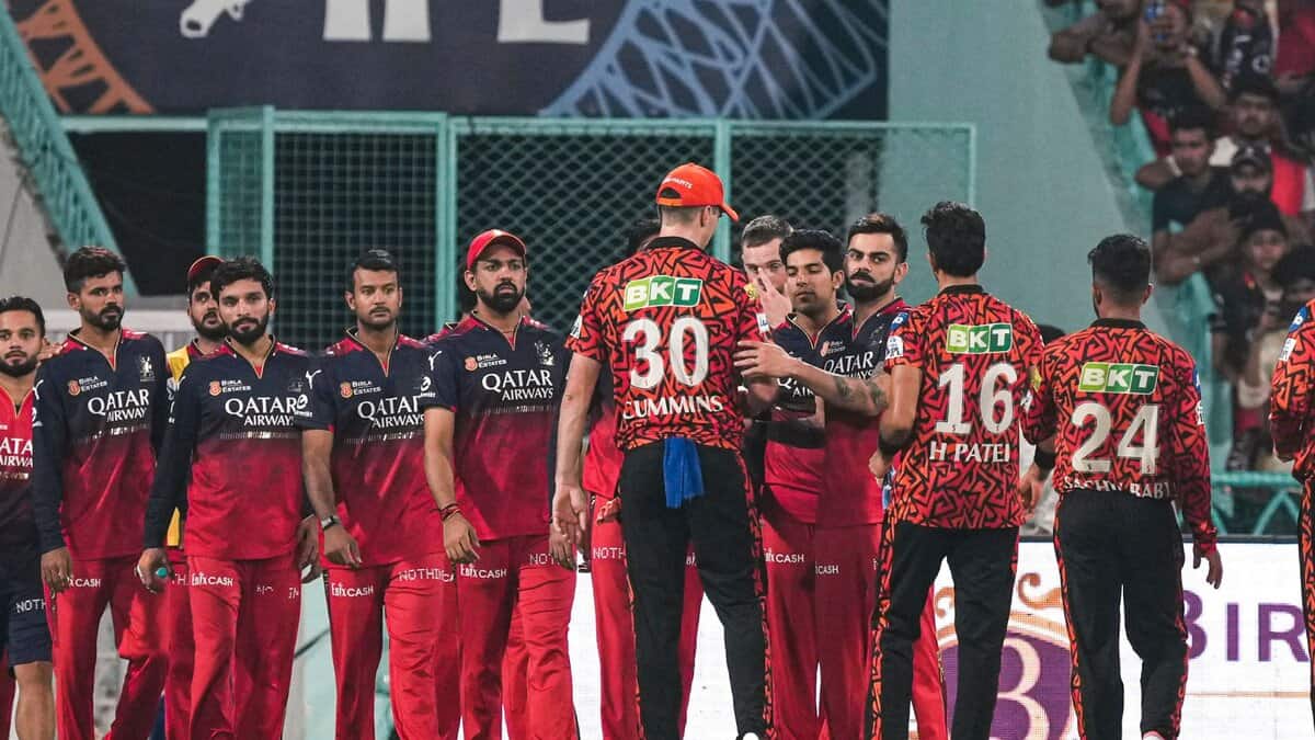 Lucknow: Players exchange greetings after the end of the IPL T20 cricket match between Sunrisers Hyderabad and Royal Challengers Bengaluru at Bharat Ratna Shri Atal Bihari Vajpayee Ekana Cricket Stadium, in Lucknow, Uttar Pradesh, Friday, May 23, 2025. SRH won the match by 42 runs. (PTI Photo/Manvender Vashist Lav)