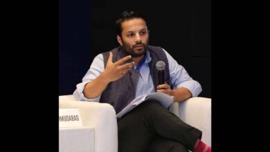 The image displays a picture of Ashoka University assistant professor Ali Khan Mahmudabad
