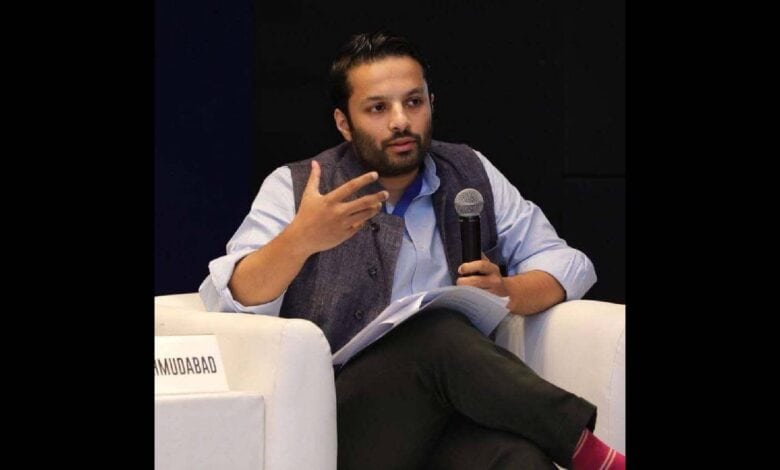 The image displays a picture of Ashoka University assistant professor Ali Khan Mahmudabad