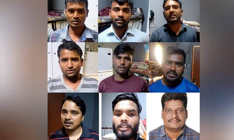 1. Collage of six Indian men stranded in Dammam, Saudi Arabia, after their employer confiscated their passports and halted work.