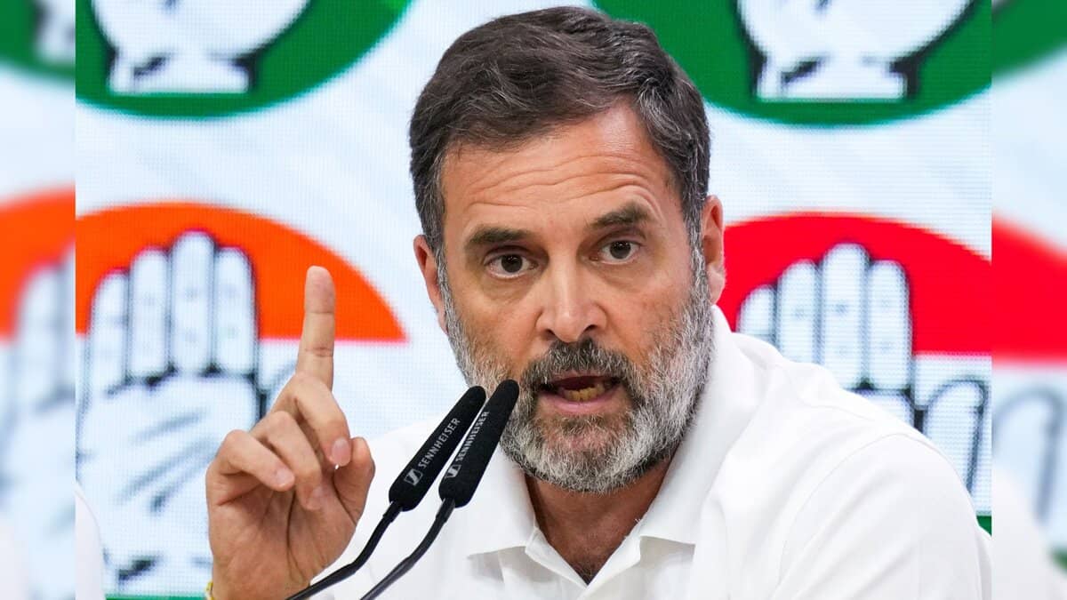 Rahul Gandhi at a press conference April 30 2025