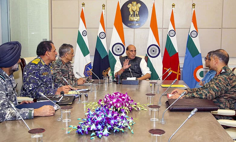 Rajnath Singh meets CDS and three service chiefs