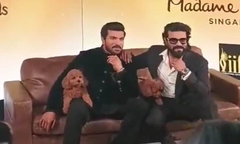 Ram Charan unveils wax statue with pet dog Rhyme in London