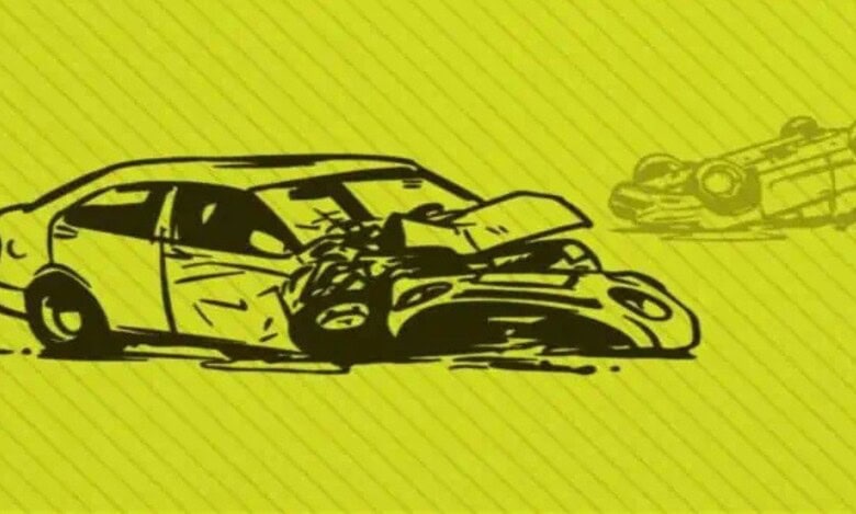 A representational image depicting a car accident